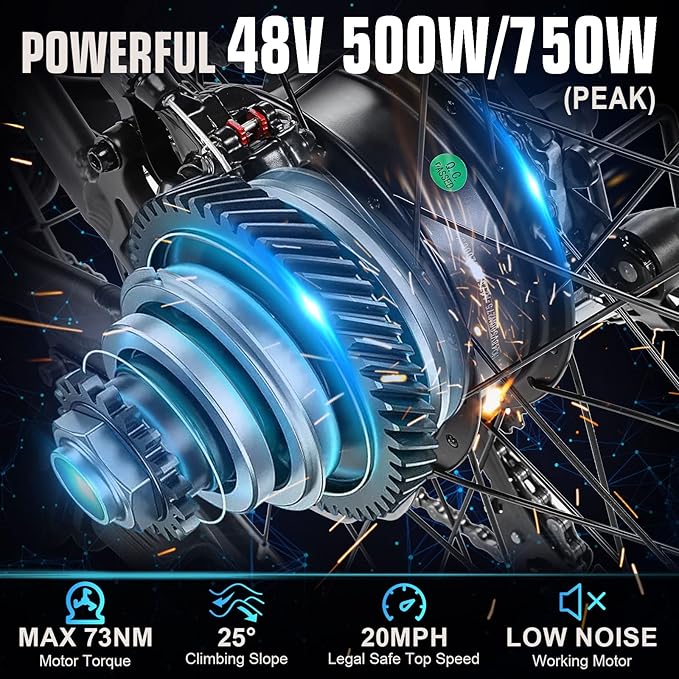 ANCHEER Electric Bike for Adults, Peak 750W Ebike, 3 Hours Fast Charge, 60 Miles Electric Bicycle with 48V/499Wh Battery, 27.5 ''Hummmer Electric Mountain Bike with LCD Display, 21/24 Speed | Peak 750W, Ebike, 3 Hours Fast Charge, 60 Miles, Electric Bi...