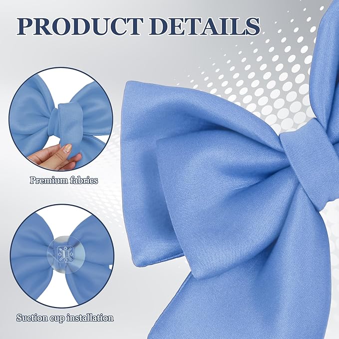 Bow Helmet Accessory, 8.07"x11.22" Stylish Motorcycle Helmet Bow Decoration for Women, Removable Cute Fashion Ribbon Bows Ornament for Motorcycle Scooter E-Bike Helmets (Sky Blue)