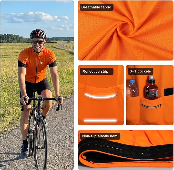 Cycling Jersey Men Bicycle Shirt Short and Long Sleeve MTB Road Biking Jersey with Pockets