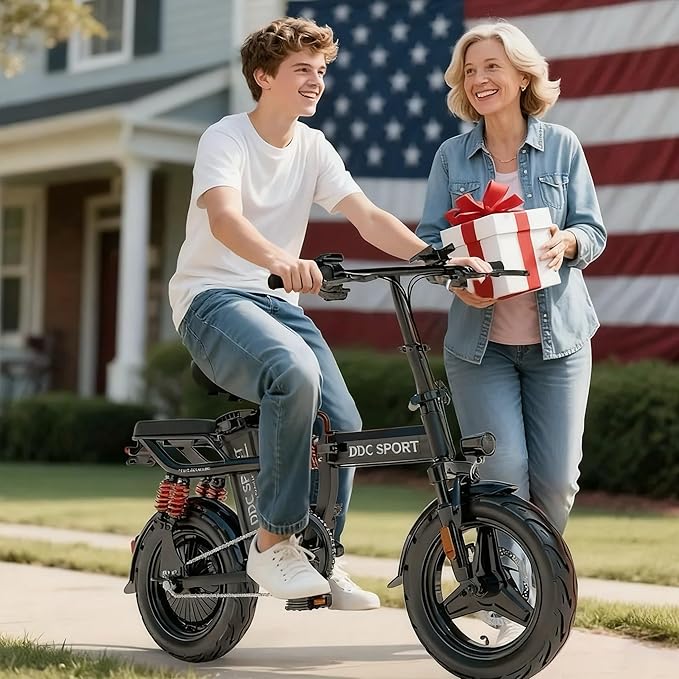 Folding Electric Bike for Adults, Peak 800W Motor 25MPH, 48V 14Ah Removable Battery 35-55Miles Ebike,14'' Lightweight & Portable Adults Electric Bicycles for Men/Women/Teens