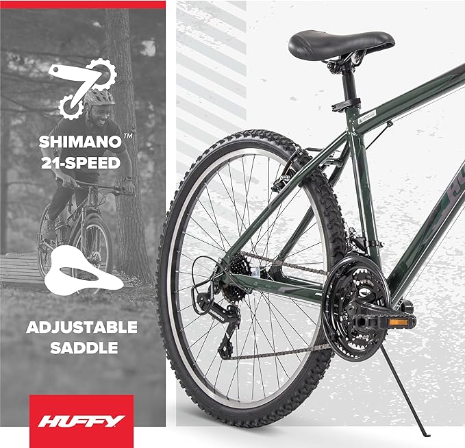 Huffy Mountain Bikes for Men, 26/27.5 Inch Sizes, Multiple Speeds, Suspension Available, Fat Tire Option, Sleek Graphics, Disc Brakes Available, Adjustable Comfort Saddle, Durable, Multiple Colors