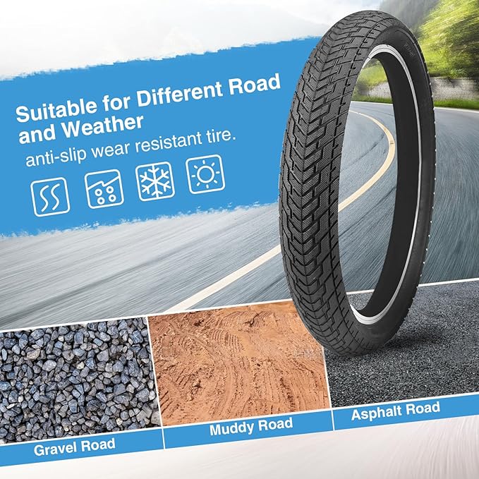 ZUKKA 20 x 2.35 Bike Tire 1/2 Pack 20 inch x 2.35 BMX Bike Tire Folding Replacement Tire for MTB Mountain Bike, BMX Bicycle Commuter Bike