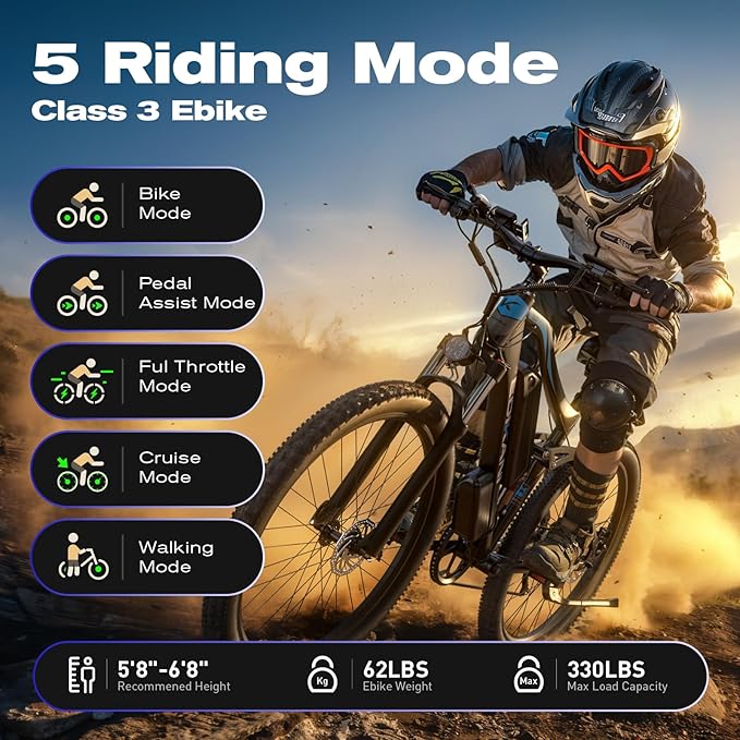 EDIKANI Electric Bike for Adults 27.5" 1500W Peak Ebike 19.2Ah Battery Max 32Mph Electric Mountain Bike with Full Suspension 80 Miles E Bicycle for Commuter