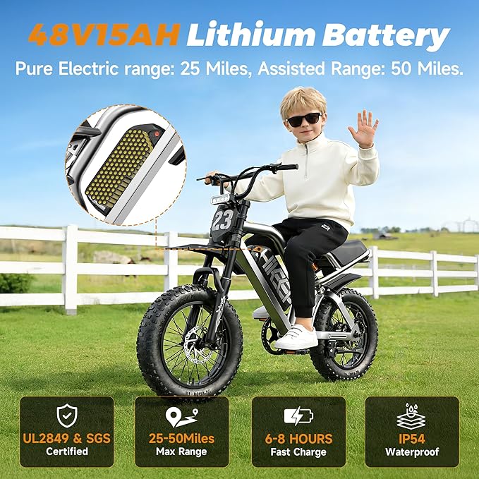Fat Tire Electric Bike for Adults, UL2849 Certified 90% Pre-Assembled Folding E-Bike with Removable Battery & Cargo Rack