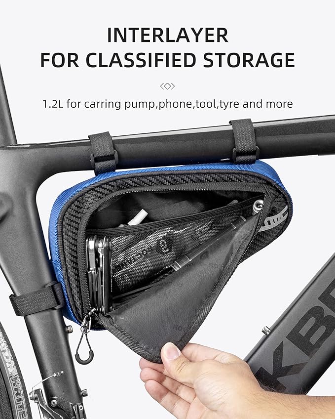 ROCKBROS Bike Frame Bag Triangle Storage Bag Bike Accessories Pouch Cycling Pack for MTB Road Bicycle