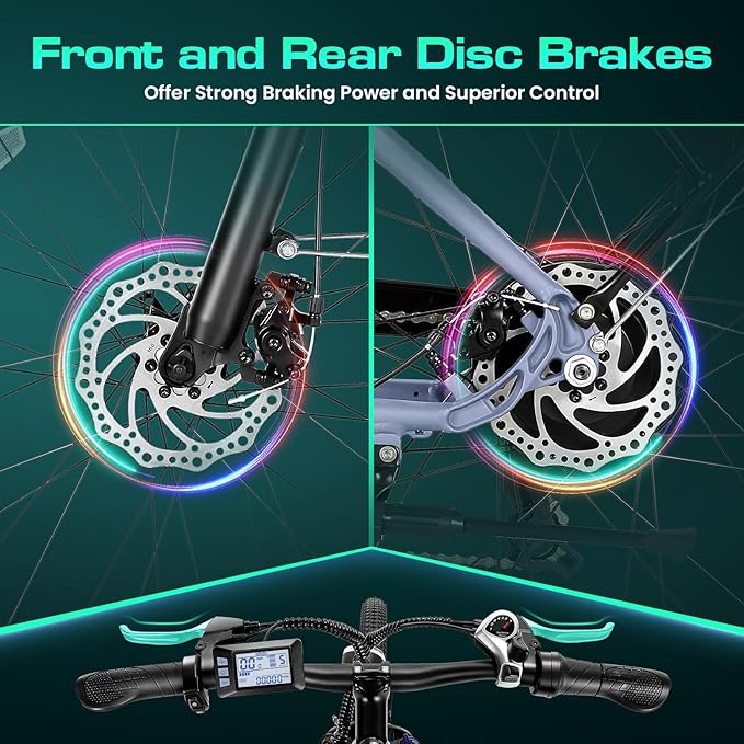 Wooken Electric Bike for Adults, 1000W Peak Ebike, 26" x 2.1" Tire Step Through Electric Bike, City Cruiser Ebike with 48V 10.4/15Ah Removable Battery, 7 Speed, SGS Certified to UL2849