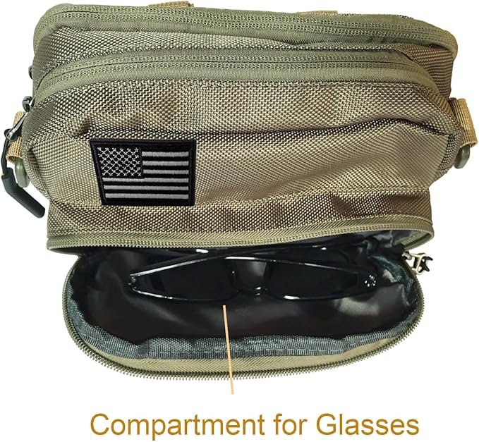 Larswon Motorcycle Handlebar Bag – Water Resistant Front Fork Pouch Storage Compatible with Cruiser, Softail, Dyna, Sportsters, Dirt Bike & Bicycle | Detachable Strap | Customizable Patch Green
