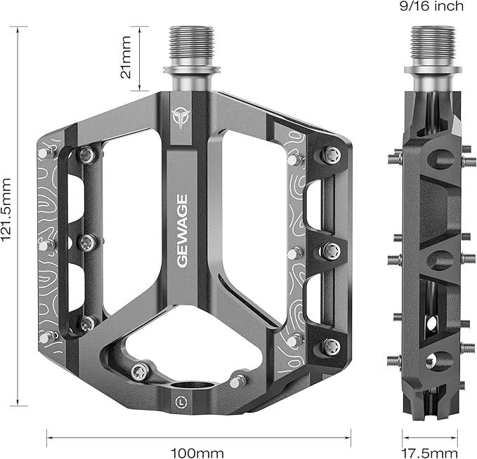 Road/Mountain Bike Pedals -Non-Slip Bicycle Flat Pedals Aluminum 9/16" - 3 Sealed Bearing Lightweight Platform Pedals for Road Mountain BMX MTB Bike