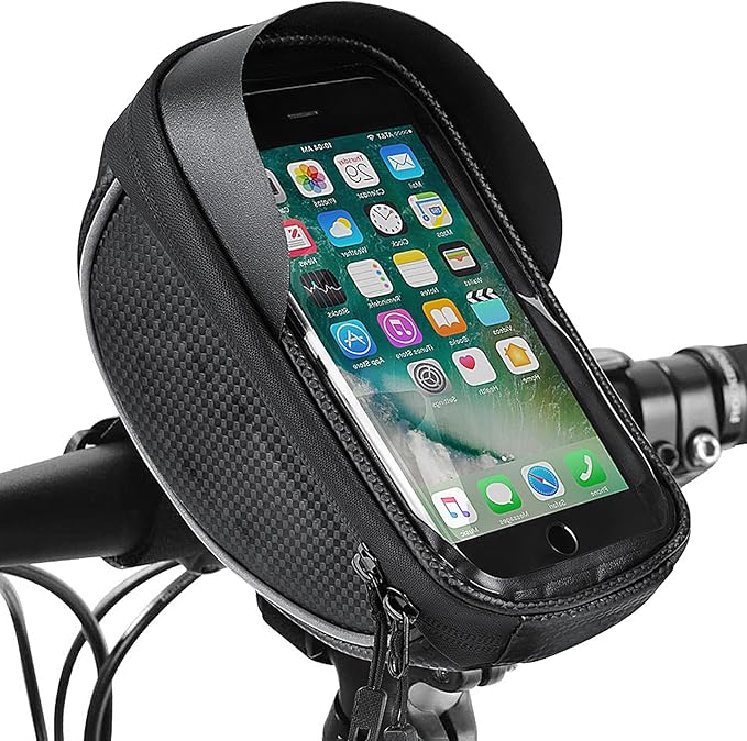 UNICOLD Waterproof Bicycle Storage Bags Reflective Phone Mount Top Tube Bag Bike Phone Case Holder Accessories Cycling Pouch Compatible with iPhone 15,14, 13, 12, Samsung Galaxy Ultra phones Fit 6.5”