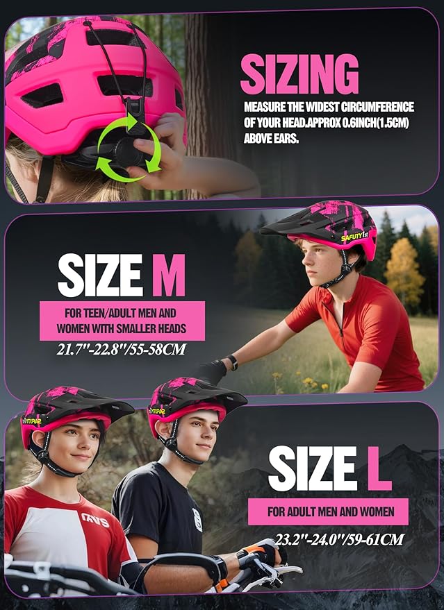 Mountain Bike Helmet for Adults & Youth Lightweight Impact-Resistant with Adjustable Dial & Removable Visor Unisex Helmet for Mountain Biking Bicycle Clcying