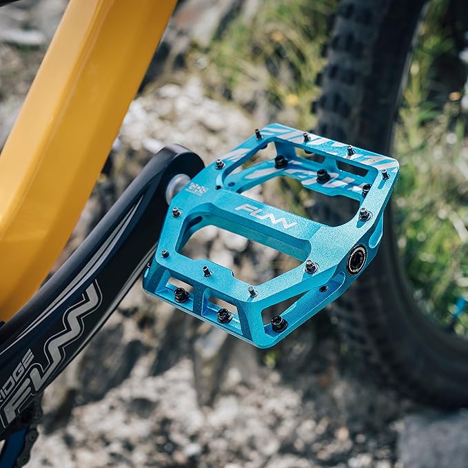 Funn Funndamental Flat Pedals - Wide Platform Bicycle Pedals for BMX/MTB Mountain Bike, Adjustable Grip for Outstanding Stability, 9/16-inch CrMo Axle