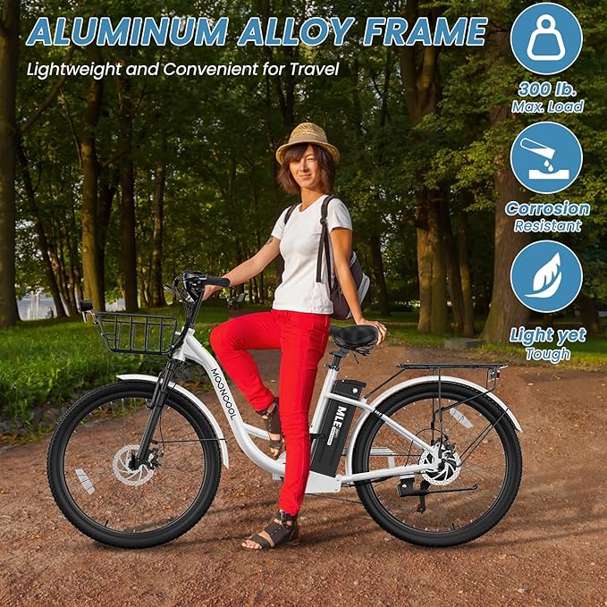 LILYPELLE Electric Bike for Adults, 700W Peak Power Commuter Ebike with 36V 10.4Ah Removable Battery, 7-Speed 24'' 26'' Tires City Cruiser Ebike E-Bicycle