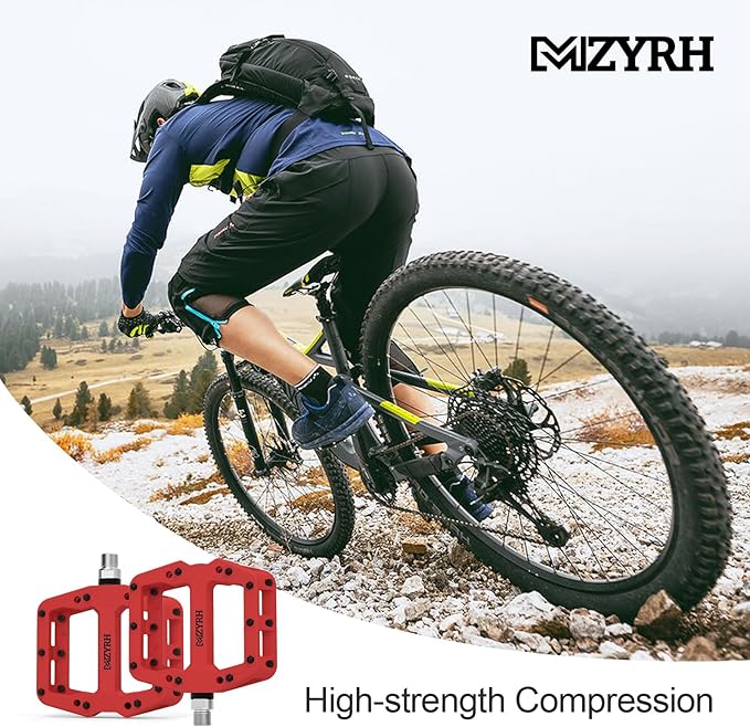 MZYRH Mountain Bike Pedals 9/16" 3 Sealed Bearings Lightweight Non-Slip Nylon Fiber Bicycle Platform Pedals for Road BMX MTB