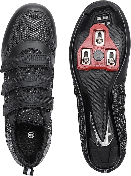 Unisex Road Bike Cycling Shoes Compatible with Peloton Shimano SPD Bike Riding Shoes for Men Women, 3 Straps, Pre-Installed Delta Cleats for Indoor Outdoor Cycling Biking