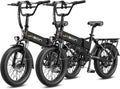Jasion EB7 20" Foldable Electric Bike Fat Tire for Adults, 1200W Peak, 48V Removable UL-Certified Battery, 28MPH 55 Mi Range Commuter Electric Bike with Dual Suspension for City,Beach,Snow,Mountain
