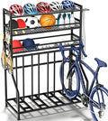 YOHKOH Bike Rack Garage, 4 Bike Stand with 3-Tier Storage Shelves & Side Holder, Heavy-Duty Bicycle Storage Rack for Garage Organizer, Adjustable Slots, 47.2" W x 22" D x 63" H