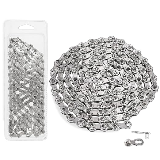 BlueStars 9 Speed Bike Chain 1/2 x 11/128 Inch (116 Links) with Quick Link - Anti-Rust Bicycle Chain - for MTB/Road/Gravel/Cyclocross Bikes - Compatible with Shimano SRAM Campagnolo