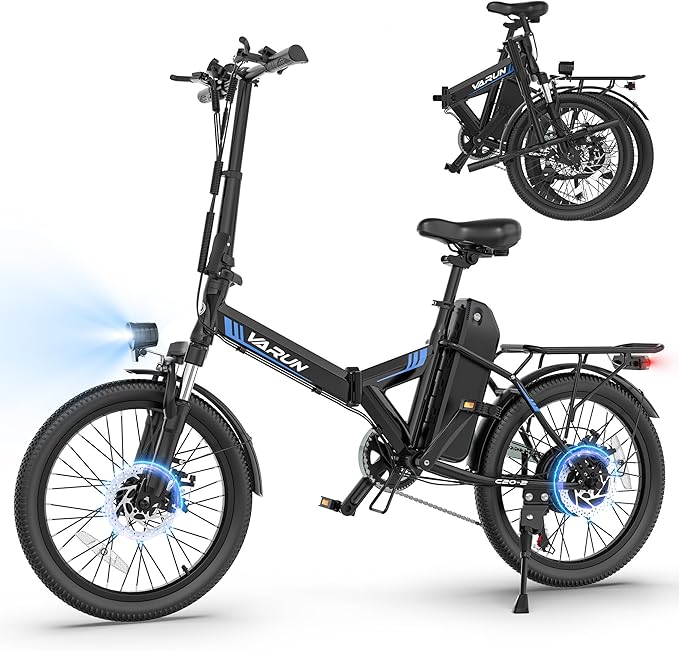 VARUN Electric Bike - Peak 500W Folding Ebike for Adults, 36V Removable Lithium Battery, 20" Foldable Electric Bicycle Up to 40 Miles 20MPH, Compact Commuter E-Bike for Women & Men