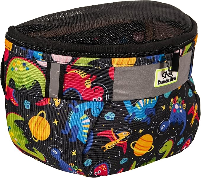 Kids Bike Basket,Durable Front Frame Bicycle & Scooter Basket Bag,Waterproof Fabric Bicycle Handlebar Bag for Boys, Girls, Toddlers with Zipper Mesh Lip (Dinosaur)