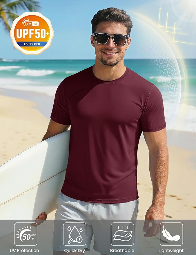 MAGCOMSEN Men's Short Sleeve UPF 50+ T-Shirt Quick Dry Workout Athletic Running Swim Tops Tee Rash Guard Performance Shirts