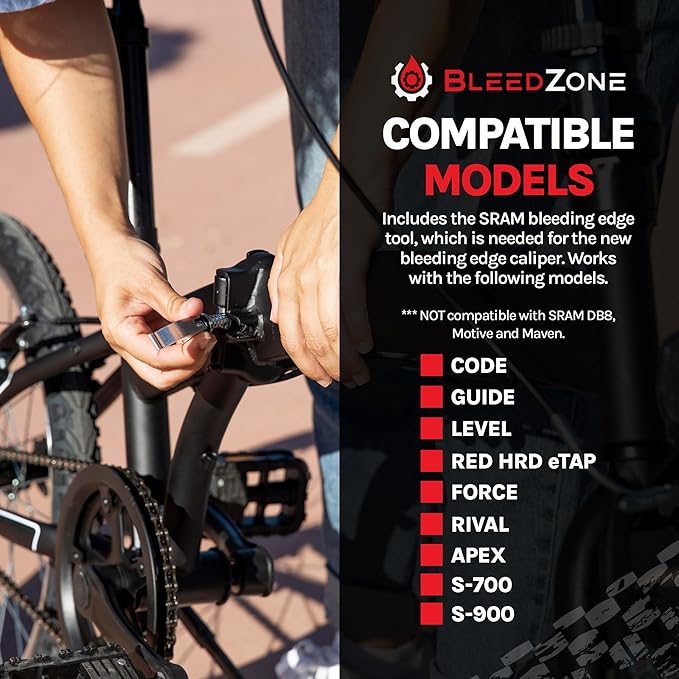 BleedZone Bleeding Edge Adapter Tool for SRAM Brake Bleed Kit, Bike Hydraulic Brake Bleed Kit, Bike Bleeder Caliper Fitting, Bicycle Maintenance, Bleeding Adapter, SRAM DOT 5.1 Brake Fluid Compatible