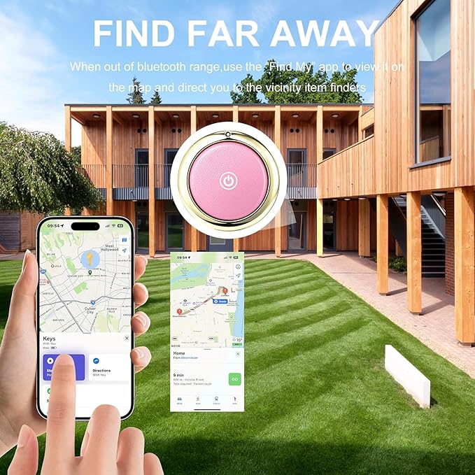 Tracker Tag Finders Work for Apple Find My (iOS Only) APP GPS Tracker Air Tags for Dogs Cats Luggage Keys Backpack Satchel (White&Pink, 2Pack)