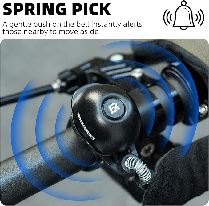 ROCKBROS Classic Bike Bell Bicycle Bell Mountain Bike Bells 80dB, Aluminum Alloy Rotatable Base, Fit for 0.86-1.34in/22-34mm Bicycle Handlebars