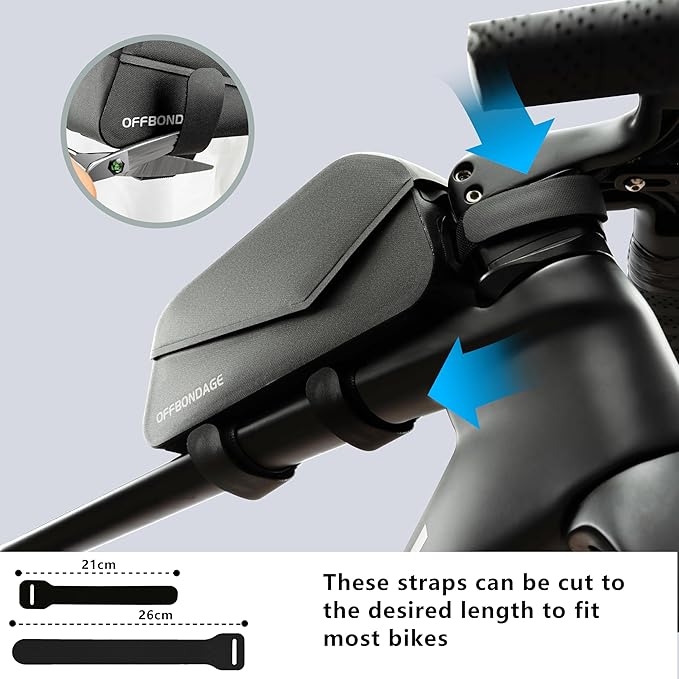 Top Tube Bike Frame Bag Magnetic Switch Waterproof Bikepacking Bicycle Storage Bag for Gravel Road Bike (Black)