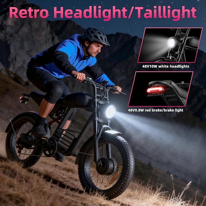 Electric Bike for Adults FX20 - 3000/1500W Electric Dirt Bike, 37/35MPH Fast 48V 25/18.9Ah 40-60 Miles Long Range E-Bike, 20" Fat Tire Off-Road Ebike, Mountain Bicycle, Hydraulic Brakes, UL 2849