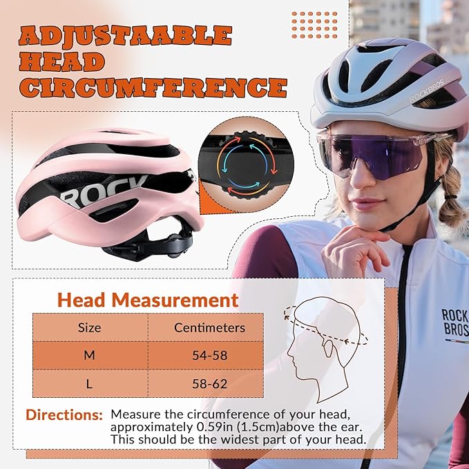 ROCKBROS Bike Helmet for Adults, Size 54-62 cm for Riders, Microshell, Adjustable Dial, Interior Padding, Air Vents, Mountain & Road Bike MTB Commuting