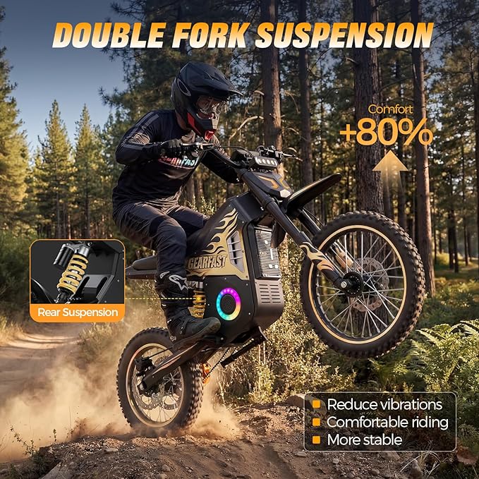 Electric Dirt Bike, 14"/12" Fat Tire 3000W Peak 40 MPH Electric-Motorcycle with 48V 23.4AH Battery Dual Hydraulic Brakes Mountain Off-Road EBike for Teens Adults