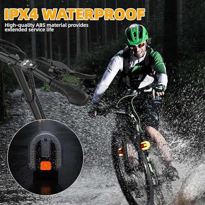 2Pcs Bike Tail Lights with Turn Signals, Wireless Remote Control USB Charging Bike Rear Light, Waterproof Split/Integrated Bicycle Lights, 5 Modes Safety Warning Turn Signals Light for Night Riding