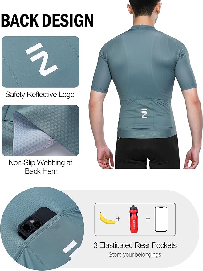 INBIKE Cycling Jersey Men Breathable Bike Shirt Quick-dry Reflective Bicycle Clothing for Road Biking Riding
