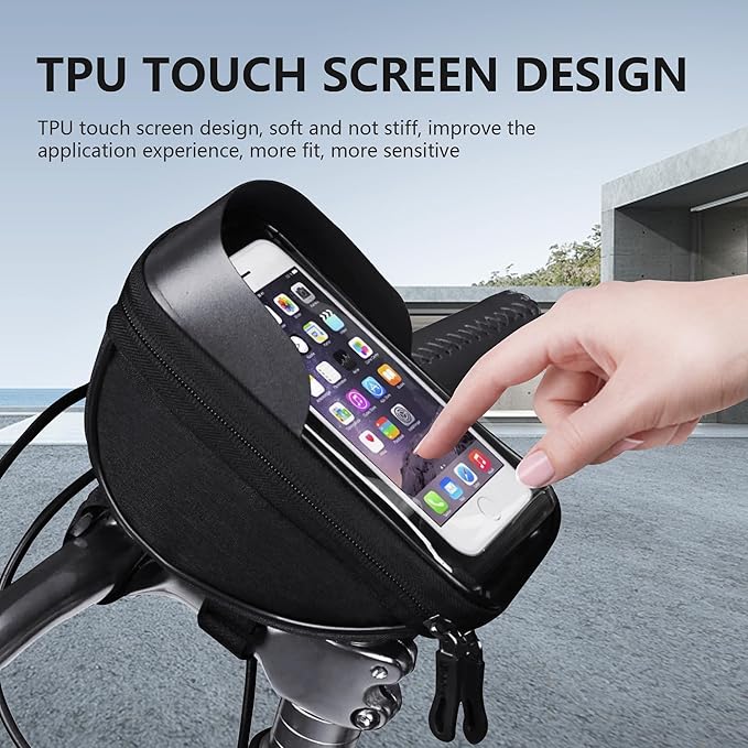 Qlife Bike/Bicycle Phone Front Frame Bag, Cycling Pouch with Rain Cover,Waterproof Bike Phone Holder, Bicycle Top Tube Bag, Bike Accessories for Phones up to 7"