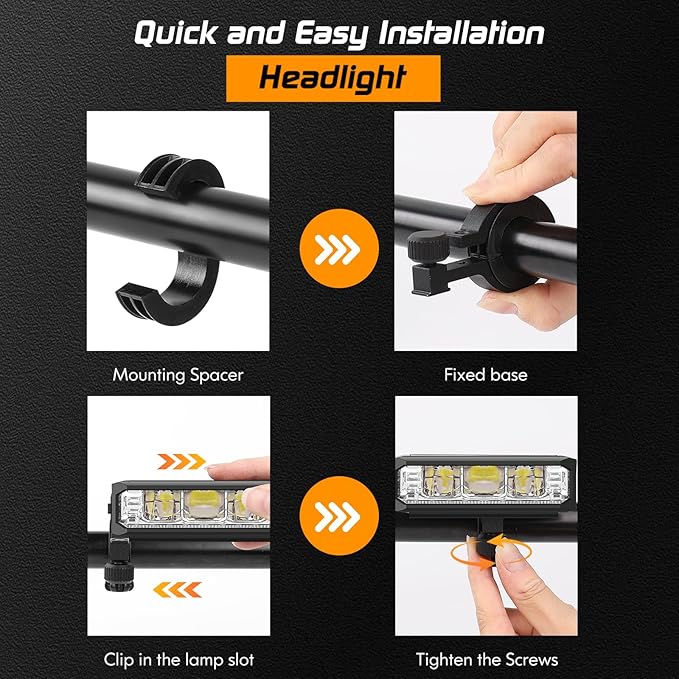 Bright LED Bike Light for Night Riding,2025 Upgraded Rechargeable Bicycle Lights Set 5 Modes IPX6 Waterproof MTB Off-Road Cycling Commuting