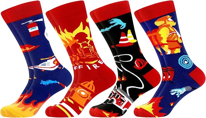 WeciBor Men's Dress Funny Crazy Colorful Novelty Combed Cotton Crew Socks 12 Pack - Size 7-10/10-13/13-15