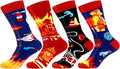 WeciBor Men's Dress Funny Crazy Colorful Novelty Combed Cotton Crew Socks 12 Pack - Size 7-10/10-13/13-15