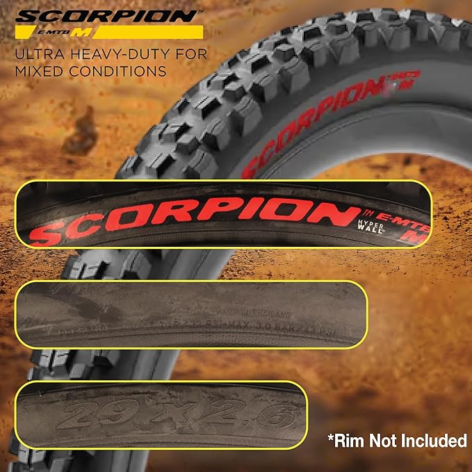 Pirelli Scorpion E-MTB M Red Color Edition Mountain Bicycle Tire 27.5x2.6 - Tubeless High-Performance Tear-Resistant E-MTB Tire for XC Racing, Trail & Enduro Riding