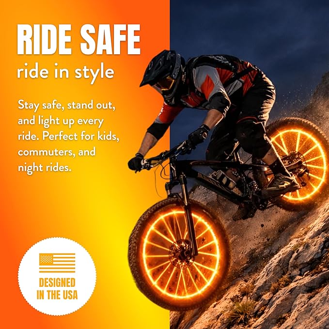 Activ Life 2-Tire Pack LED Bike Wheel Lights with Batteries Included, Get 100% Brighter and Visible from All Angles for Ultimate Safety and Style