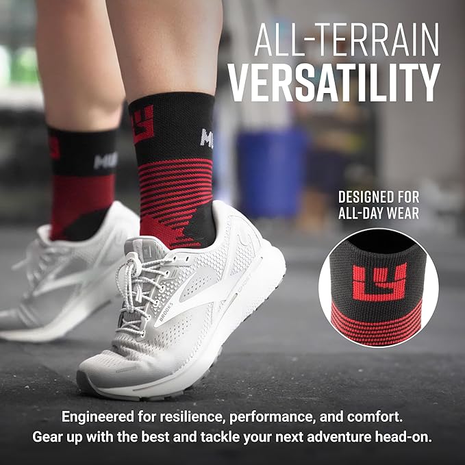Crew Length Trail Running Socks, Quick-Drying Mid-Calf Socks with Arch Support, Sweat-Resistant, Breathable Athletic Socks