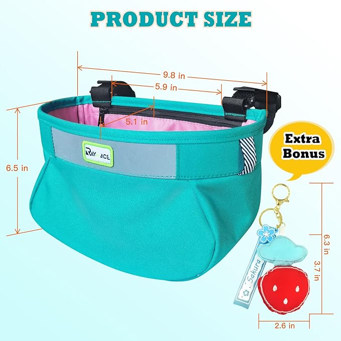 RAYMACE Kids Bike Basket,Children's Bike Basket Front,Waterproof Bicycle Basket Handlebar Bag for Girls,Boys Toddlers Bike or Scooter Accessories