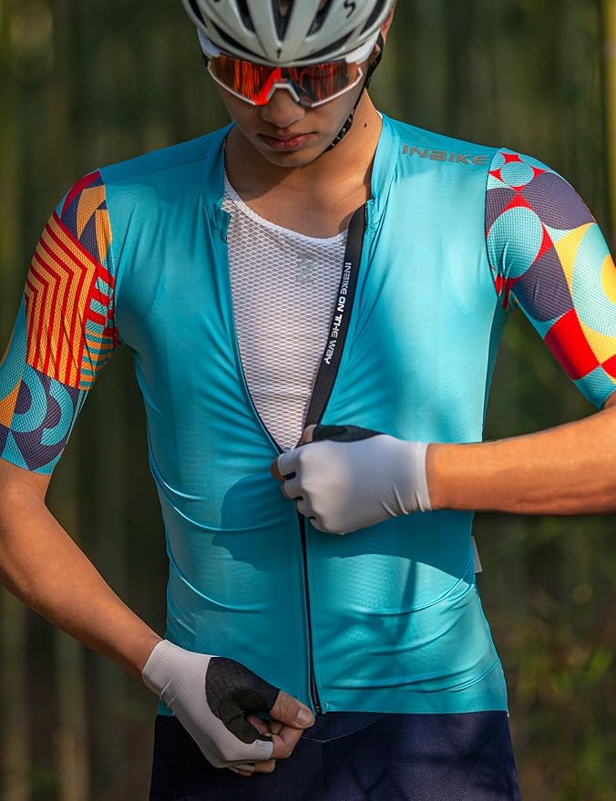 INBIKE Cycling Jersey Men Set Bib Shorts Set Breathable Bike Shirts Quick-Dry Bib Bicycle Jersey Biking Clothing Set