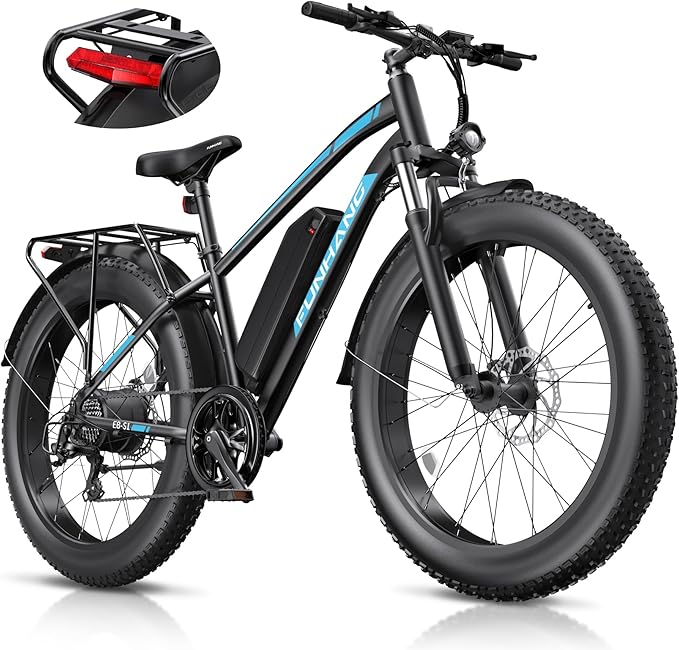 Electric Bike for Adults, 1000W Peak Ebike, 25MPH 60Miles Electric Mountain Bike, 26" Fat Tire Electric Bicycle with 48V 13AH Battery, Front Suspension,7 Speed, Rear Rack, UL 2849 Certified
