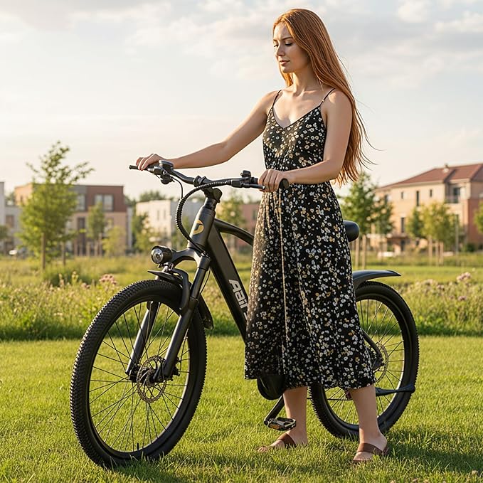 Electric Bike 24" / 26", 22Mph Speed & & Peak 750W Motor, 360Wh Lithium Battery & 7-Speed Gear, Max Range 40+ Miles(Pedal-Assist), Electric Mountain Bicycle for Adults Women Men