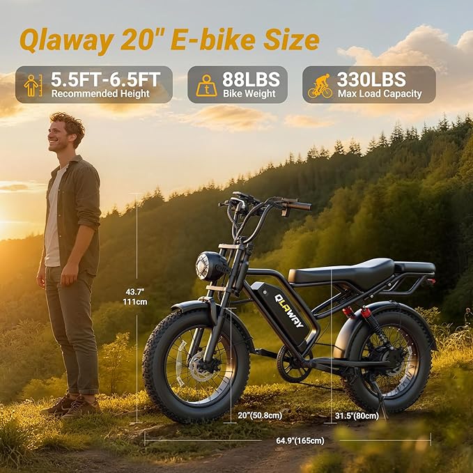 20" Fat Tire Electric Bikes for Adults, 750w Electric Dirt Bike with Full Suspension, 48V 18AH Battery Moped, 31MPH(50KM/H) Max Speed, 40-70 Miles Long Range Motorcycle Ebikes