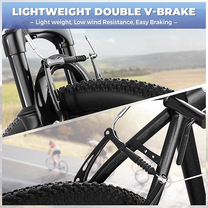 Outroad 26 Inch Comfort Mountain Bike,7-Speed/High-Carbon Steel Adult Bike with V Brakes, Adjustable Ergonomic Seat Bicycle for Men and Women