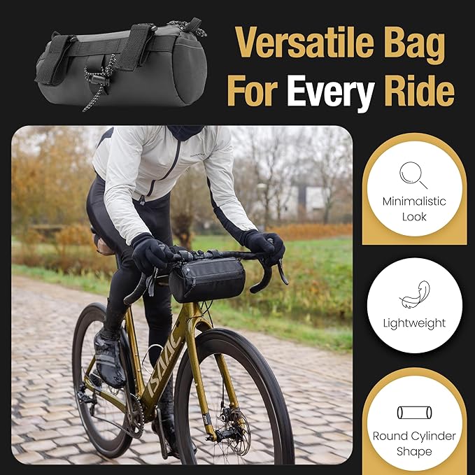 Lumiere & Co. Bike Handlebar Bag – Minimalist Design – 3 Size options, Multiple Colors – Clip Straps, Hook & Loop, Shoulder Strap