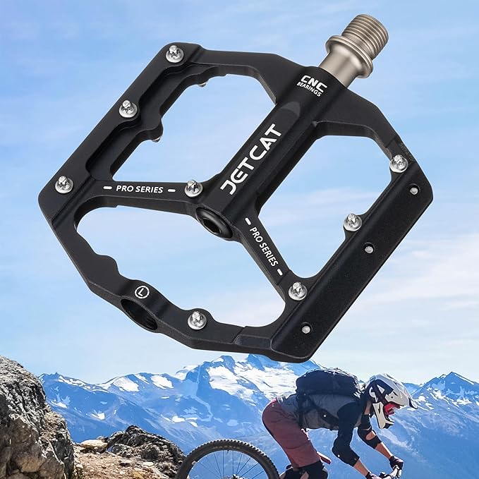 Mountain Bike Pedals Flat - MTB Pedals Flat, Bicycle Pedals, Road Bike Pedals, BMX Pedals, for BMX MTN Road Gravel EBike, Specialized Parts, Adults, Aluminum Metal Stamp 9/16"