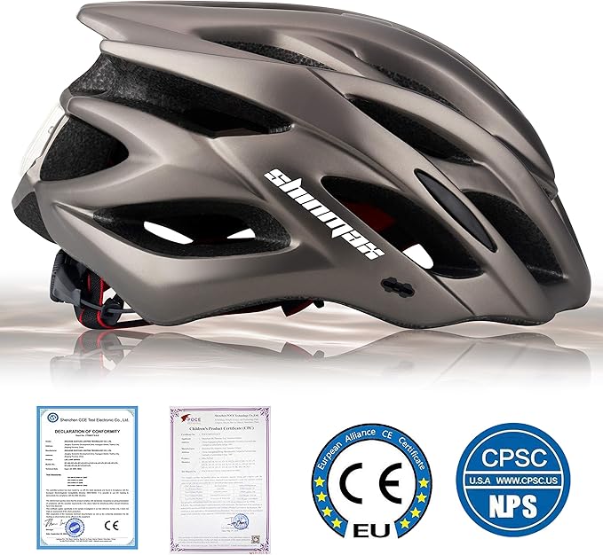 Bike Helmet Men Women, Shinmax Bicycle Helmet with Rear Light and Detachable Visor