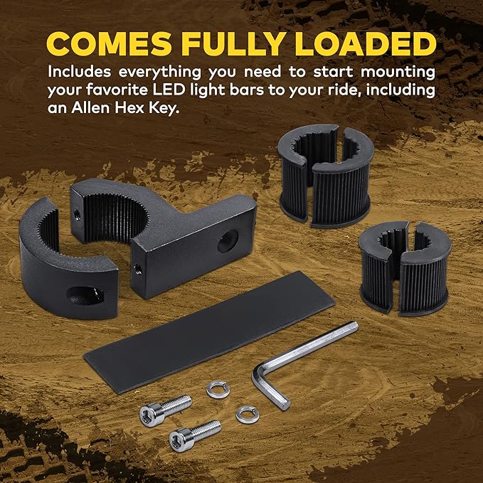 LAMPHUS Off-Road ATV UTV Light Bar Mount Mounting Bracket Mini Bar Clamp Kit [0.75"/1"/1.25" Inch] [Horizontal Bar] [Aluminum] Bull Bar UTV Roll Bar Clamp Tube Roll Cage Clamps Mount For ATV UTV